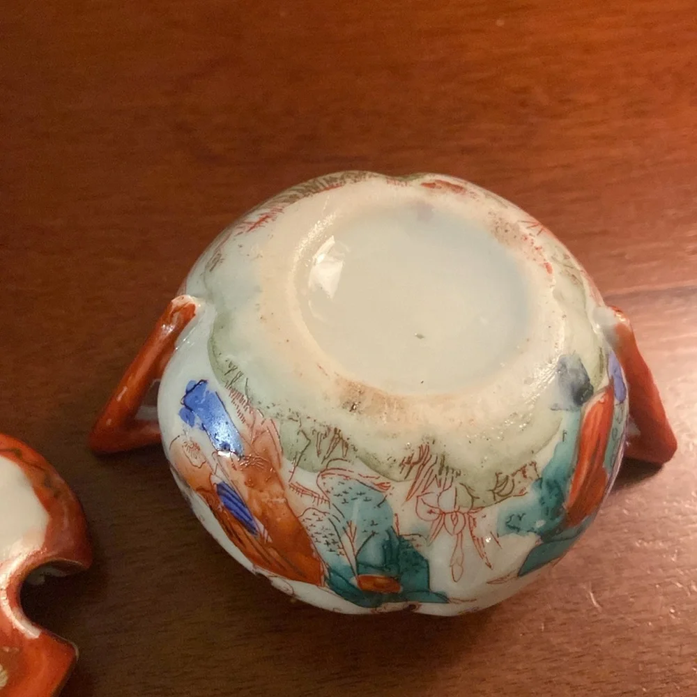 Vintage footed bowl and covered small dish made in Japan